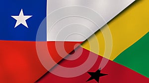 The flags of Chile and Guinea Bissau. News, reportage, business background. 3d illustration photo