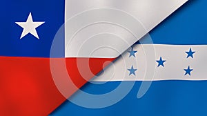 The flags of Chile and Honduras. News, reportage, business background. 3d illustration