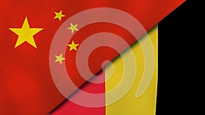The flags of China and Belgium. News, reportage, business background. 3d illustration