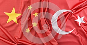 Flags of China and Turkey. 3D Rendering