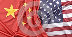 Flags of China and USA. 3D Rendering