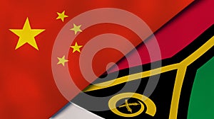 The flags of China and Vanuatu. News, reportage, business background. 3d illustration