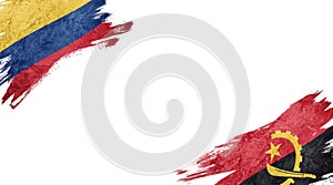 Flags of Colombia and Angola on white background