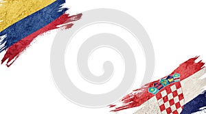 Flags of Colombia and Croatia on white background