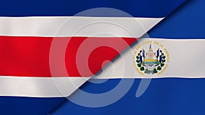 The flags of Costa Rica and El Salvador. News, reportage, business background. 3d illustration photo