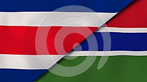 The flags of Costa Rica and Gambia. News, reportage, business background. 3d illustration