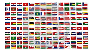Flags of 190 Countries Arranged on White Background