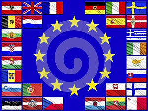 Flags of countries belonging to the European Union