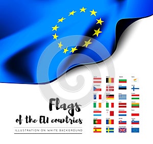 Flags of the countries of the European Union. EU flags. Vector set