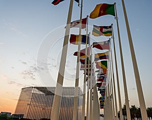 Flags from countries present at Expo 2020