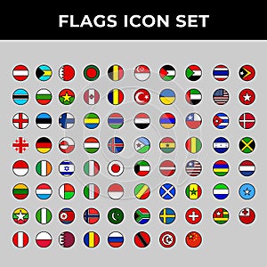 Flags country icon set include austria,bahrain,canada,england,finland,germany,greenland,indonesia,japan,italy,palestine,singapore,