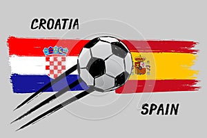 Flags of Croatia And Spain - Icon for euro football championship qualify - Grunge