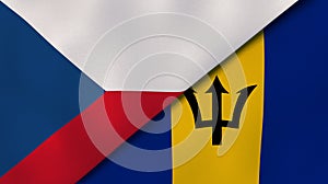 The flags of Czech Republic and Barbados. News, reportage, business background. 3d illustration