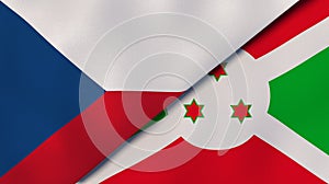 The flags of Czech Republic and Burundi. News, reportage, business background. 3d illustration