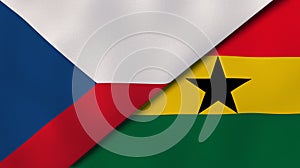 The flags of Czech Republic and Ghana. News, reportage, business background. 3d illustration