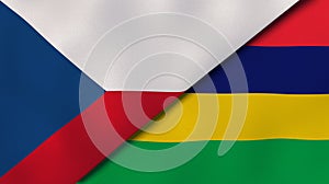 The flags of Czech Republic and Mauritius. News, reportage, business background. 3d illustration