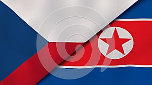 The flags of Czech Republic and North Korea. News, reportage, business background. 3d illustration