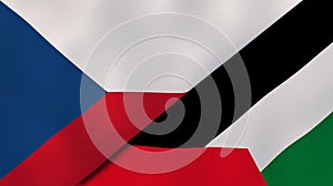 The flags of Czech Republic and Palestine. News, reportage, business background. 3d illustration