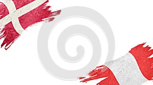 Flags of Denmark and Peru on white background