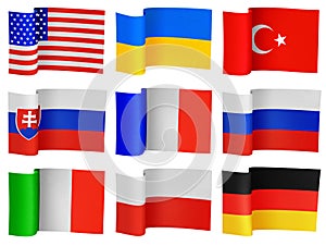 Flags of the different countries