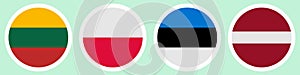 Flags of different countries. A set of stickers on a white backing. Collection of vector icons. Isolated background.