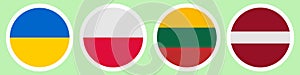 Flags of different countries. A set of stickers on a white backing. Collection of vector icons. Isolated background.