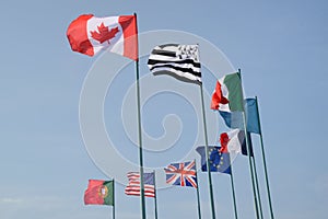 Flags of different European and world nations