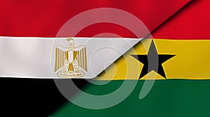 The flags of Egypt and Ghana. News, reportage, business background. 3d illustration