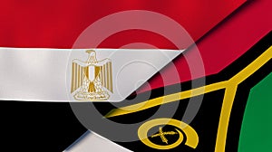 The flags of Egypt and Vanuatu. News, reportage, business background. 3d illustration