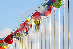 Flags on flagpoles