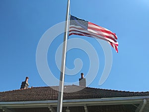 Flags flying in a breeze