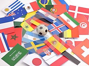Flags with football ball isloated on white