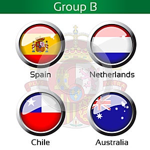 Flags - football Brazil, group B - Spain, Netherlands, Chile, Australia