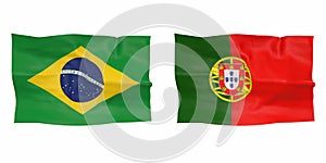 Flags of the football finalists Brazil Portugal 3d-rendering photo