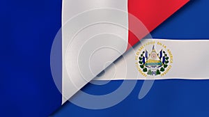 The flags of France and El Salvador. News, reportage, business background. 3d illustration photo