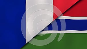 The flags of France and Gambia. News, reportage, business background. 3d illustration