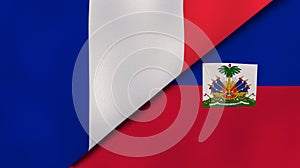 The flags of France and Haiti. News, reportage, business background. 3d illustration