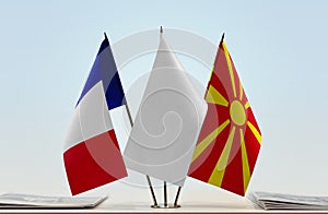 Flags of France and Macedonia FYROM