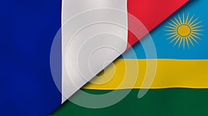 The flags of France and Rwanda. News, reportage, business background. 3d illustration photo