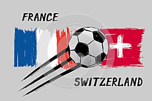 Flags of France And Switzerland - Icon for euro football championship qualify - Grunge