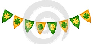 Flags garland with clower. Saint Patricks Day illustration.
