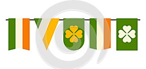 Flags garland with clower. Saint Patricks Day illustration.