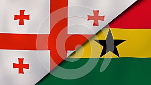 The flags of Georgia and Ghana. News, reportage, business background. 3d illustration