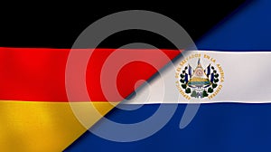 The flags of Germany and El Salvador. News, reportage, business background. 3d illustration