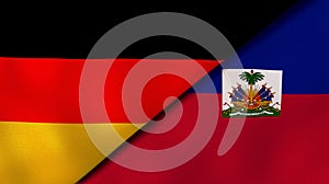 The flags of Germany and Haiti. News, reportage, business background. 3d illustration