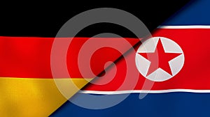 The flags of Germany and North Korea. News, reportage, business background. 3d illustration
