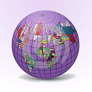 Flags Globe with World Map