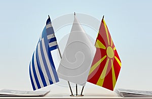 Flags of Greece and Macedonia FYROM