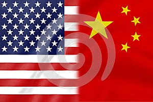 flags of half USA with half china