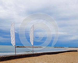Flags on Hua-Hin beach photo